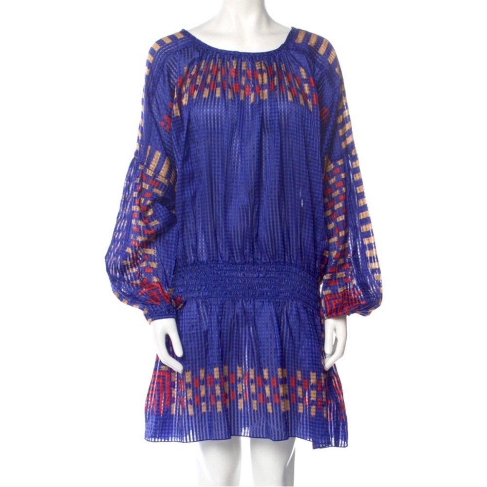 Anna Sui Boho Silk Cotton Balloon Sleeve Drop-Waist Dress - PS